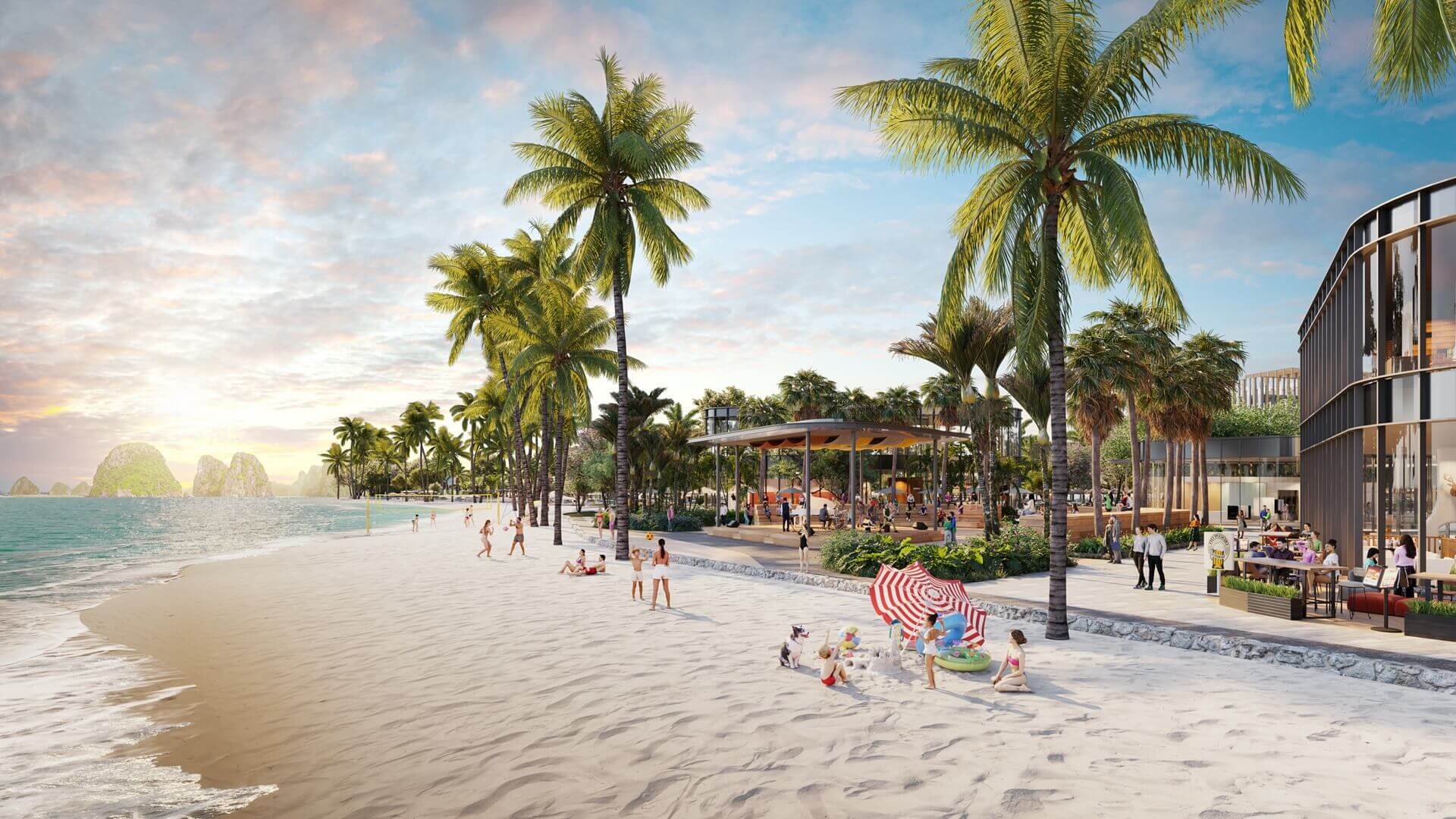 bãi biển tại dự án Prima Bay hạ long