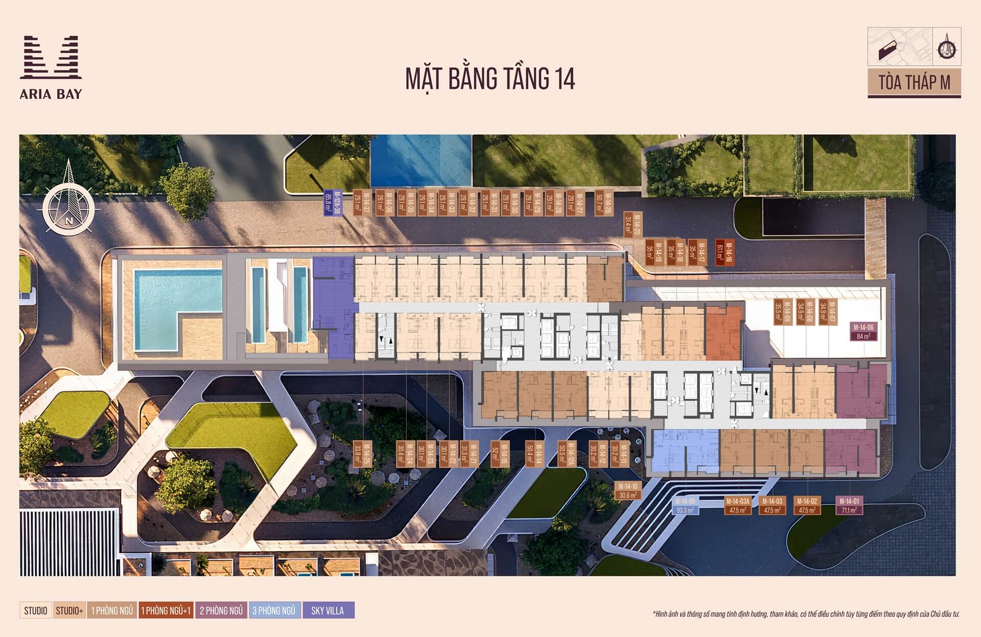 Mặt bằng tầng 14 tòa M dự án Prima Bay Hạ Long