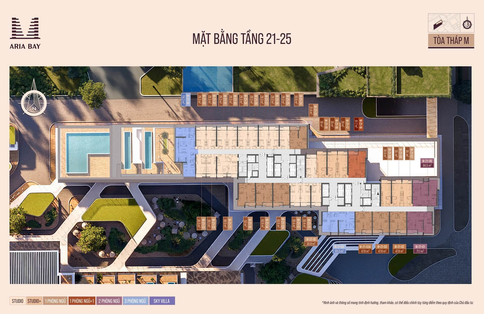 Mặt bằng tầng 21-25 tòa M dự án Prima Bay Hạ Long