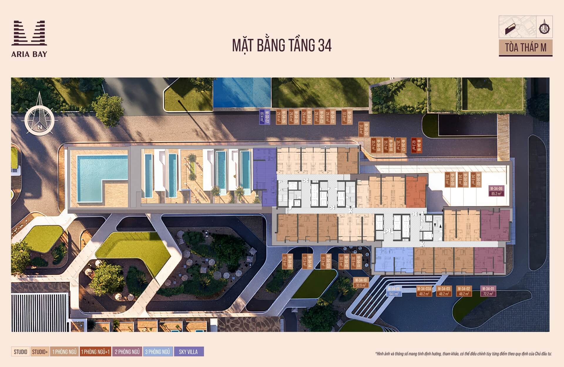 Mặt bằng tầng 34 tòa M dự án Prima Bay Hạ Long