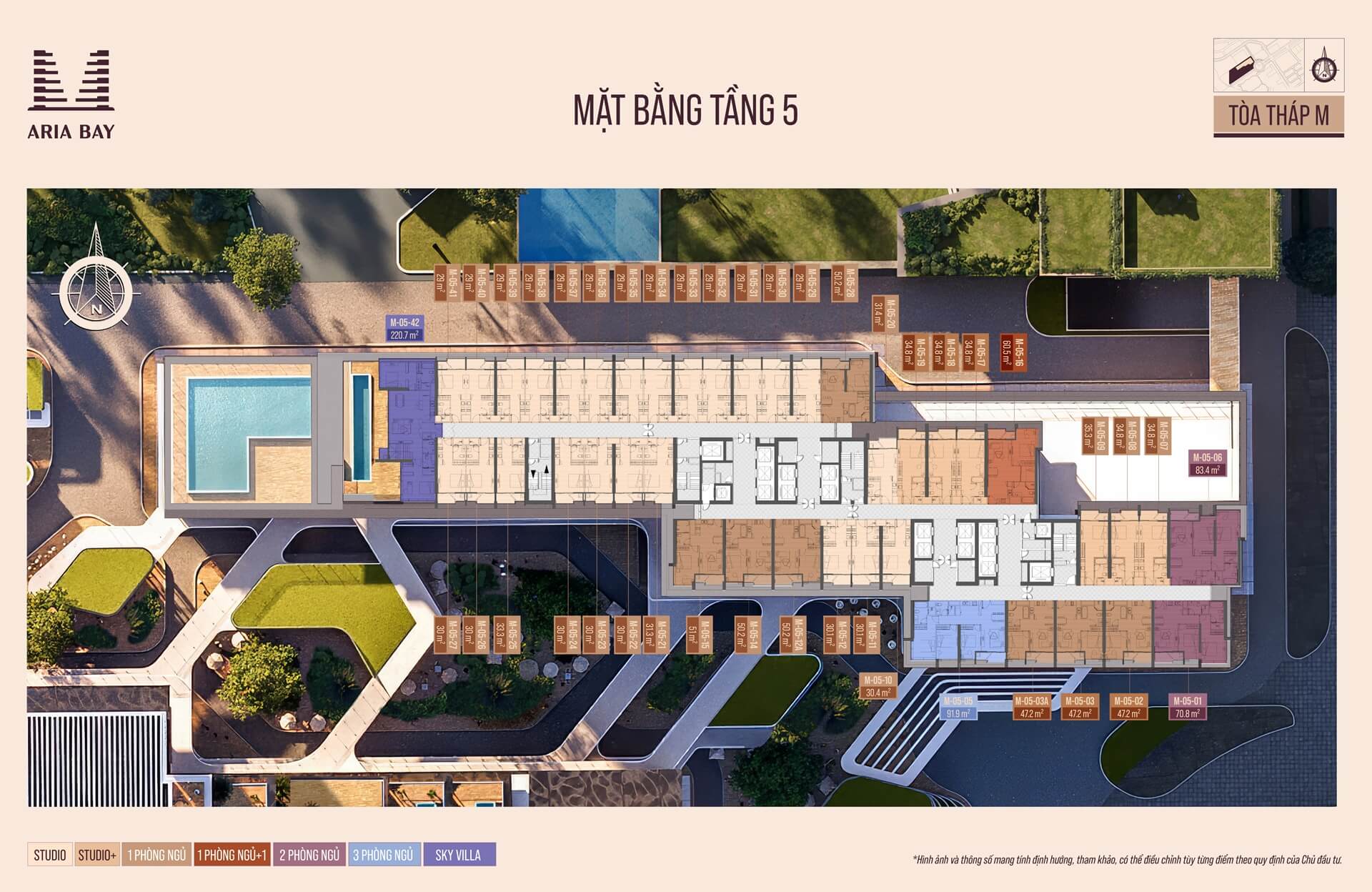 Mặt bằng tầng 5 tòa M dự án Prima Bay Hạ Long