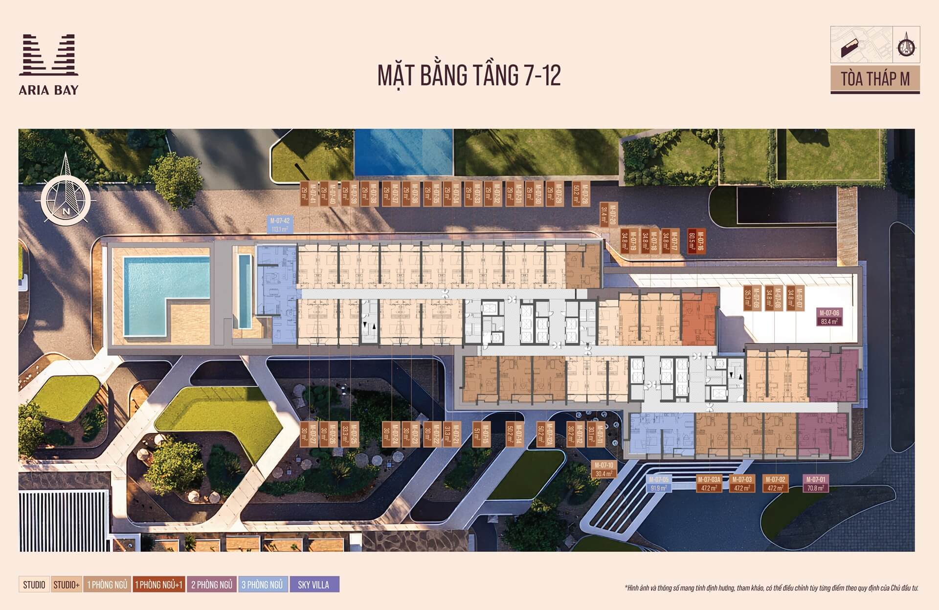 Mặt bằng tầng 7-12 tòa M dự án Prima Bay Hạ Long