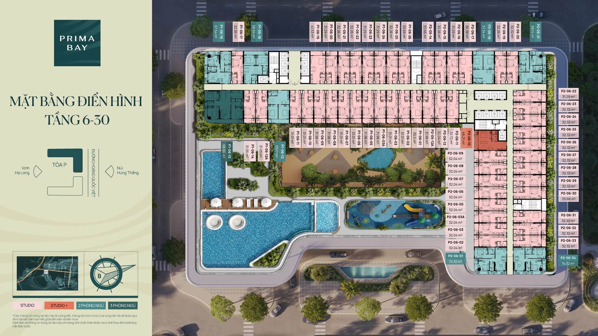 mặt bằng tầng 6-30 dự án prima bay hạ long